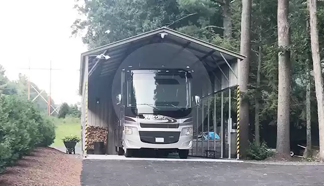 RV Cover with Storage & Patio - Silverline Structures