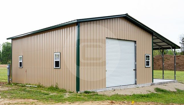 24x31 Metal Garage with Lean-To