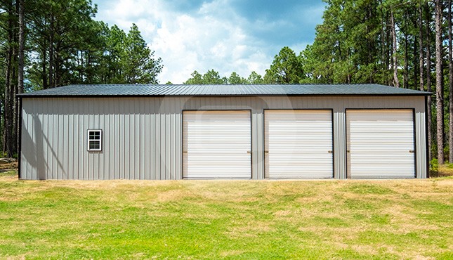 36’x60’ Three Car Garage with Lean-to Front